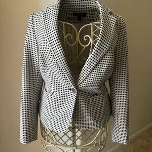 Talbots Women's Checkered Black & White Blazer Size XS 1 Button Jacket
